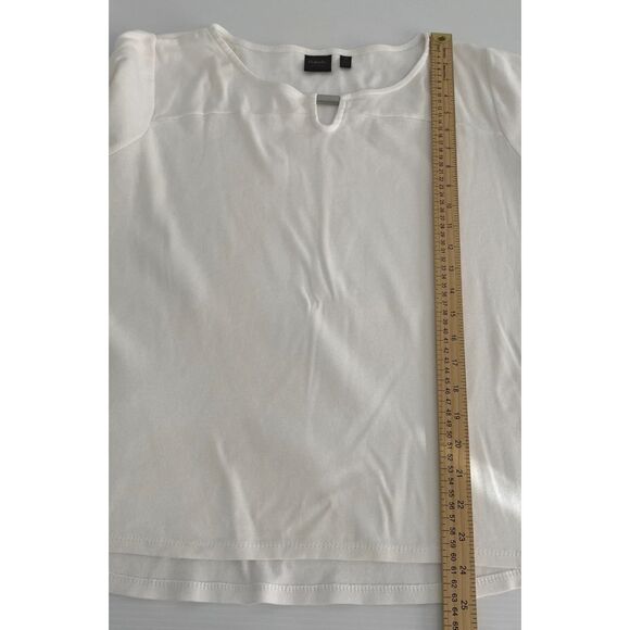 Rafaella Studio Women White Top 3/4 Sleeve 100% Cotton Plus Sz 2XL Keyhole Neck - Picture 4 of 8